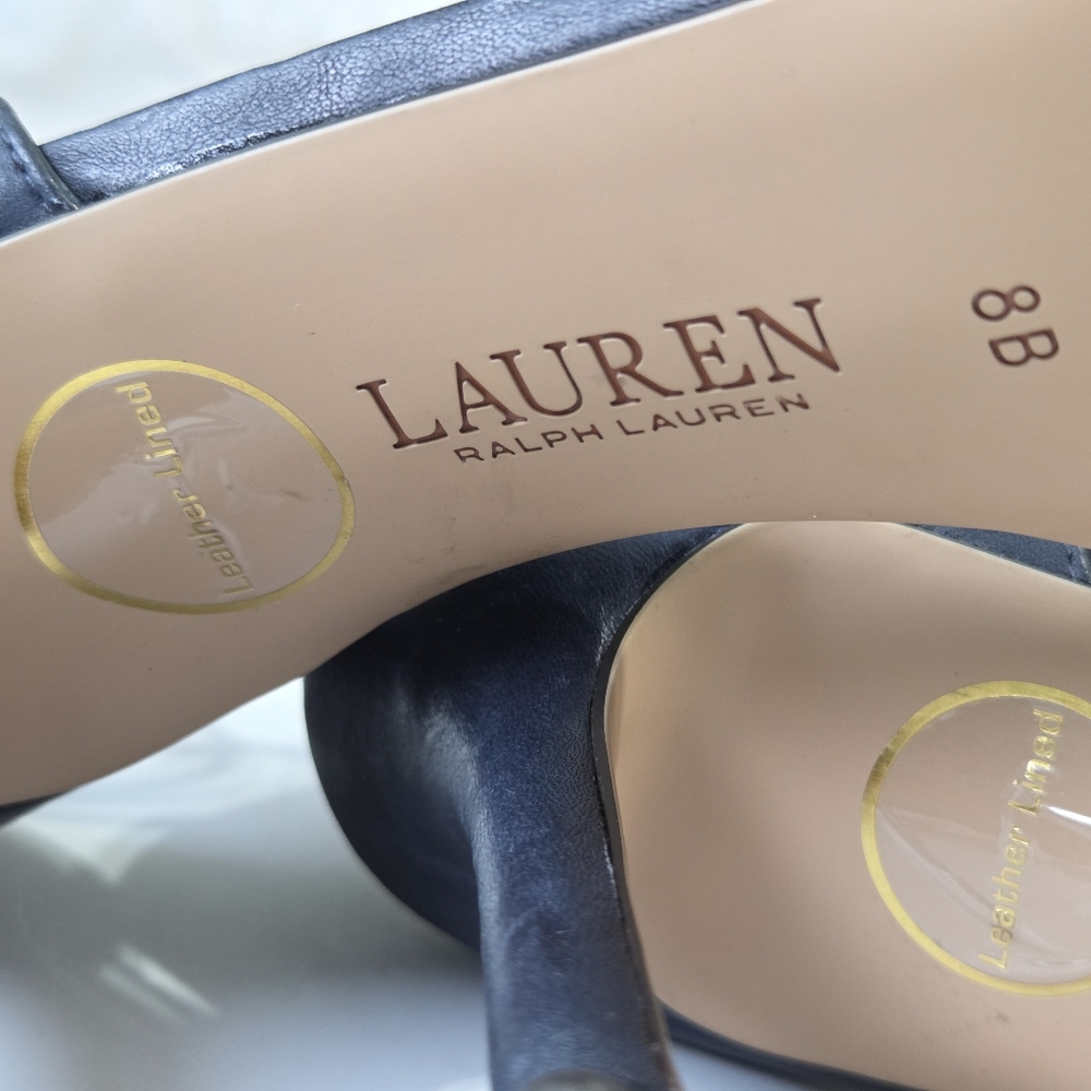 ​Lauren Ralph Lauren Tricolor Leather Heeled Sandals Size 8 Preppy Quiet Luxury - Picture 9 of 10